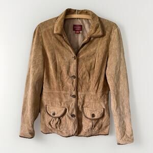 Eddie Bauer‎ Seattle Suede Medium Washable Leather Lined Long Sleeve Coat